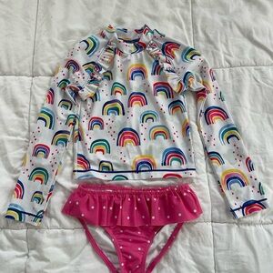 Tucker + Tate Girls Blue and Pink Rashguard Swim Set